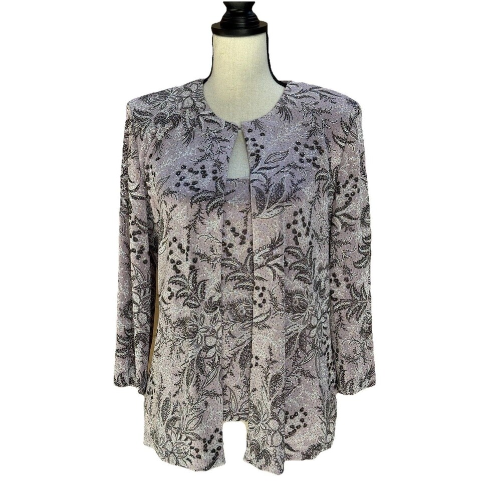 Alex Evenings 2 Pieces- Dove - Sparkly Top - Size L - Reg $165.00